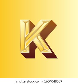 K letter logo with nice gold background.K letter icon.