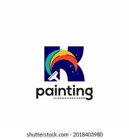 K letter logo and paint drop design combination, Colorful logo template