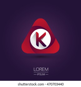 K letter logo red colored in the triangle shape, font icon, Vector design template elements for your application or company identity.
