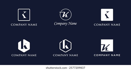 K Letter Logo Set Monogram style, bundle vector