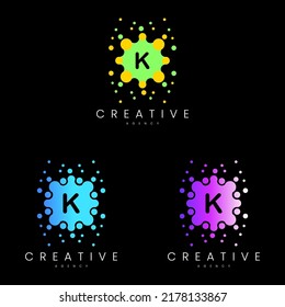 K Letter Logo Set.Letter K Vector Design with Dots.