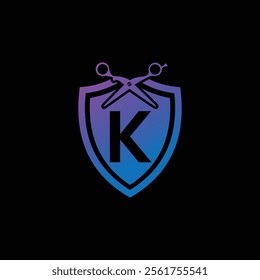 K letter Logo with Shield, K shield logo design template