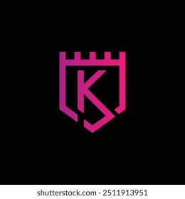 Letra K Logo com Escudo, K escudo logotipo modelo