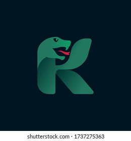 K letter logo with snake head silhouette. Vector font perfect for sport identity, danger posters and exotic company, etc.