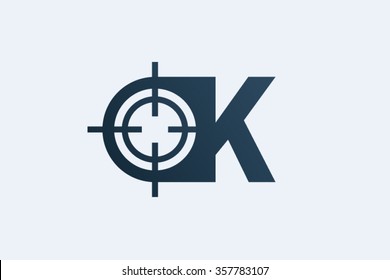 K letter logo, target cross logo design.