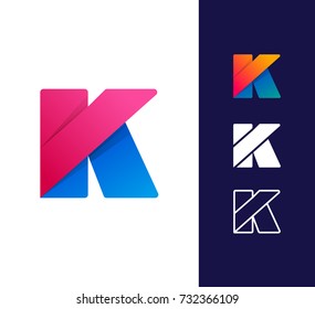 K letter logo template. Vector abstract material design style