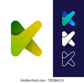 K letter logo template. Vector abstract material design style