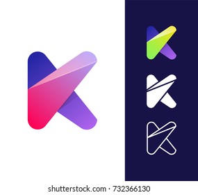 K letter logo template. Vector abstract material design style