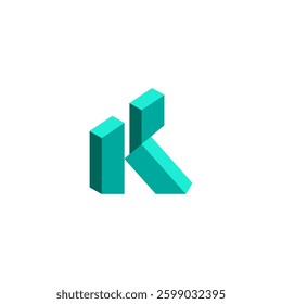 K letter logo with three dimensional flat vector design style