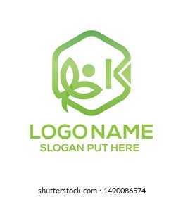 K Letter logo vector design template for ecological 