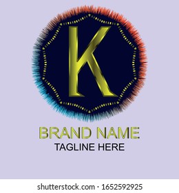 K letter Logo vector, K letter golden logo template.