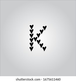Logotipo de letra K con fondo blanco. Estilo americano. Diseño de icono de la carta. Letra negra.