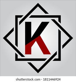 Logo de la letra K con fondo blanco. Logo de una carta colorida.