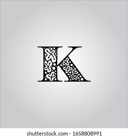 Logotipo de letra K con fondo blanco.Icono de letra K.Diseño agradable de letras.