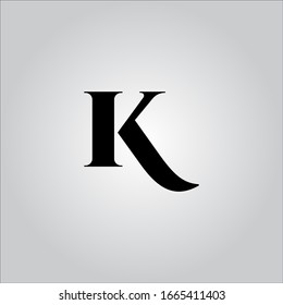 K letter logo with white gradient background.Nice letter icon.Black letter logo design.