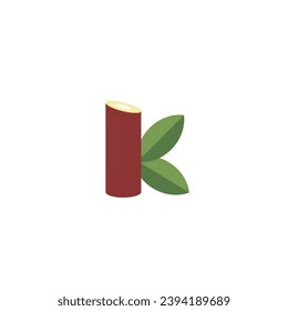 K letter logo with wood effect and blank background