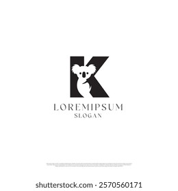 K letter loog koala typography, logotype