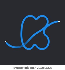 K letter made shoelace. Vector isolated font for app logo, sport design, creative template and more