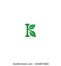 K Letter Mint Leaf Logo design Template