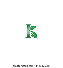 K Letter Mint Leaf Logo design Template