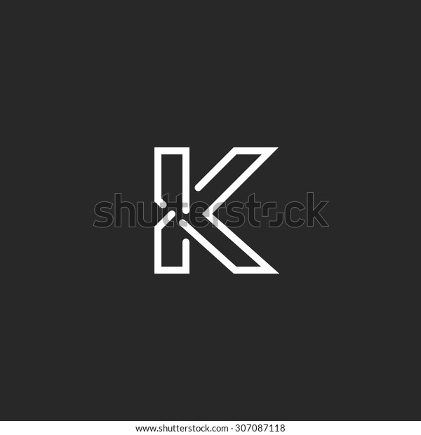 K Buchstaben Logo Schwarz Weiss Monogramm Einladungskartenelement Stock Vektorgrafik Lizenzfrei