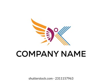 K letter Modern abstract Creative 
 digital wings logo. vector illustration logo. modern style Awesome logo in shape a template Mode flat.