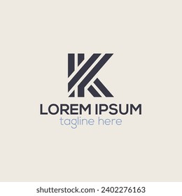 Letra K moderna creativa diseño de logotipo de línea mínima aislado plantilla vectorial 