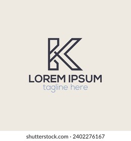 K letter modern creative minimal line logo design concept isolated vector template 