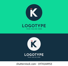 K Letter Modern Design Vector with Circle. Blue and Green colors Logotype design template. Elegant Alphabet K initials.