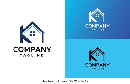 K Letter Modern Home Real Estate Building Logo Design