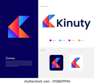 K Letter Modern Logo Vector inspiration     Colorful Letter K Logo for Website   App Icon 