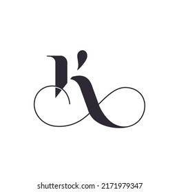 K Buchstabenmonogramm. Elegantes luxuriöses K-Logo. Kalligrafischer Stil. Unternehmensidentität und persönliches Logo. Vektordesign.