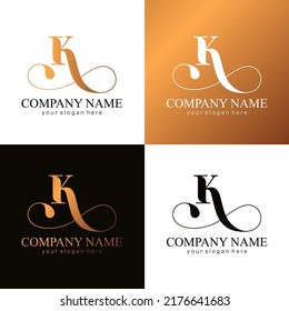 K letter monogram. Elegant luxury K logo. Calligraphic style. Corporate identity and personal logo. Vector design.
