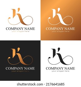 K letter monogram. Elegant luxury K logo. Calligraphic style. Corporate identity and personal logo. Vector design.