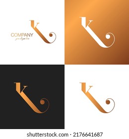 K letter monogram. Elegant luxury K logo. Calligraphic style. Corporate identity and personal logo. Vector design.