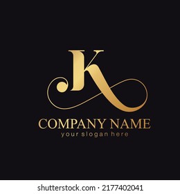 K Buchstabenmonogramm. Elegantes luxuriöses K-Logo. Kalligrafischer Stil. Unternehmensidentität und persönliches Logo. Vektordesign.