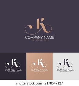 K letter monogram. Elegant luxury K logo. Calligraphic style. Corporate identity and personal logo. Vector design.