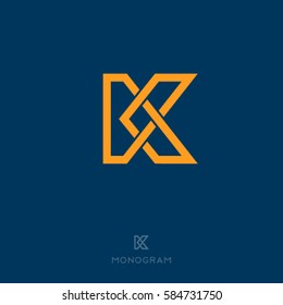 K Letter. K Monogram.
Flat Linear Letter On A Dark Background.