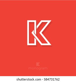 K letter. K monogram.
Flat linear letter on a orange background.