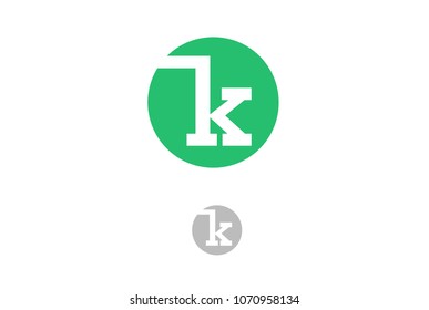 K letter on circle isolated on white background.