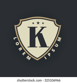 k letter partnership tag design pattern abstraction vector part for associate identity emblem label or symbol classic conceptual unusual sign contract impression capital vintage traditional signature