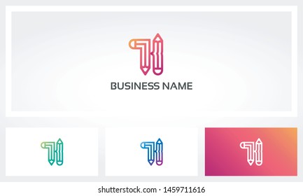 K Letter Pencil Alphabet Logo
