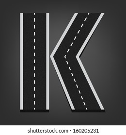 K Letter. Road Font