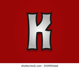 K letter Rock and Roll font. Classic, retro vintage 1970s design. Vector font for rock music poster, vintage label and more