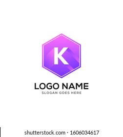 K Letter shadow icon logo design vector image.
