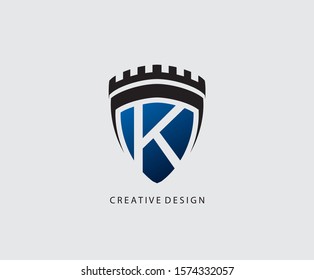 K Letter Shield Logo Icon Design.