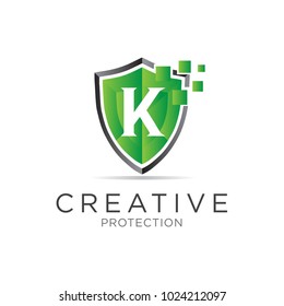 k letter shield protection logo