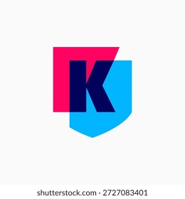 k letra proteção escudo segurança logotipo ícone do vetor ilustração