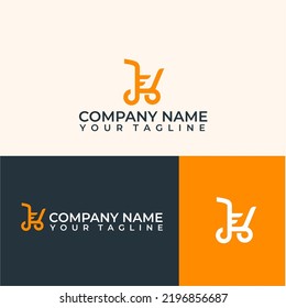 K letter shop cart logo. Identity design for e-commerce.