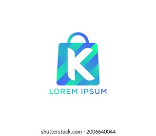 K Letter Shopping Logo Design Vector